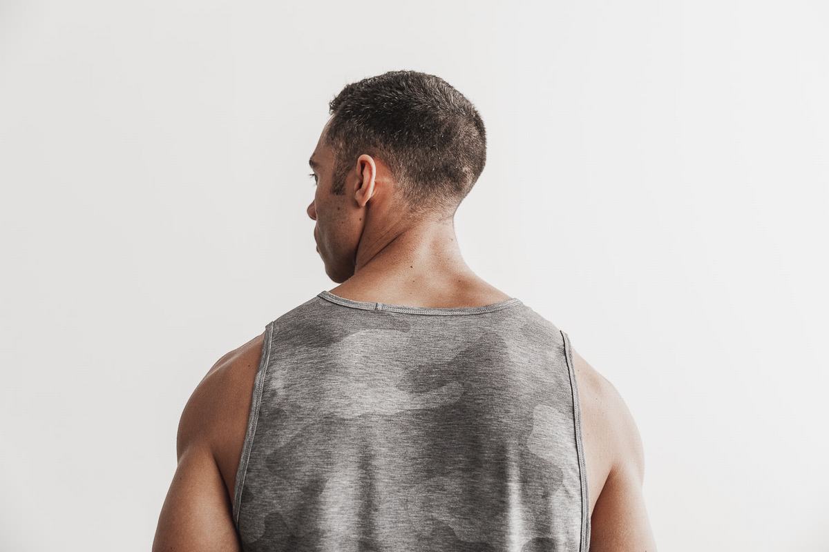 Nobull Men's Tank Tops Grey Camo | Australia (KC4170)